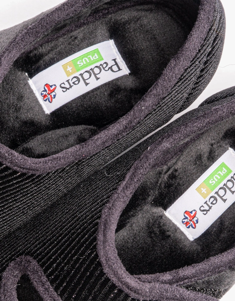 LYDIA X Womens (6E Fit) Touch Fasten Slippers Black