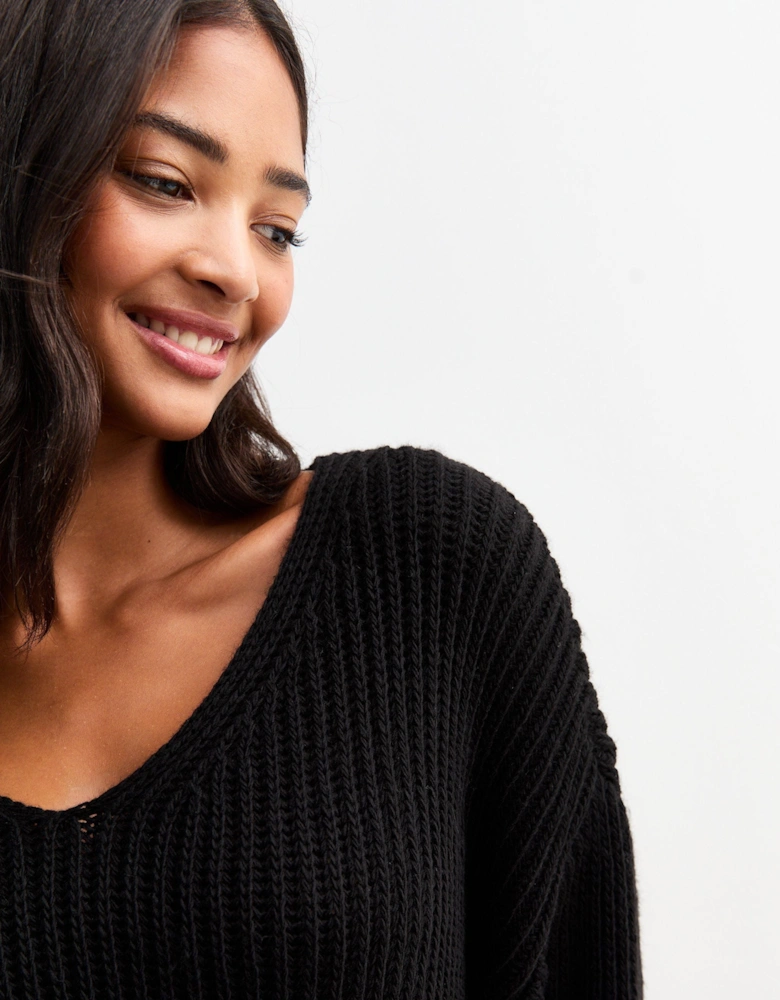 Black Chunky Knit Oversized Jumper