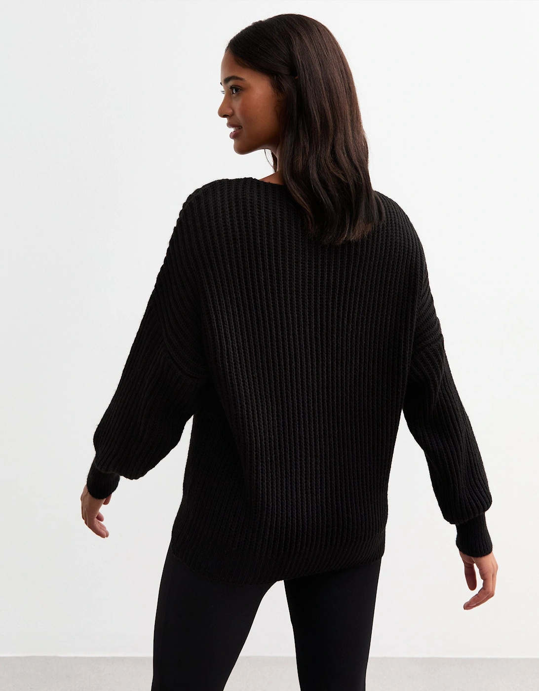 Black Chunky Knit Oversized Jumper