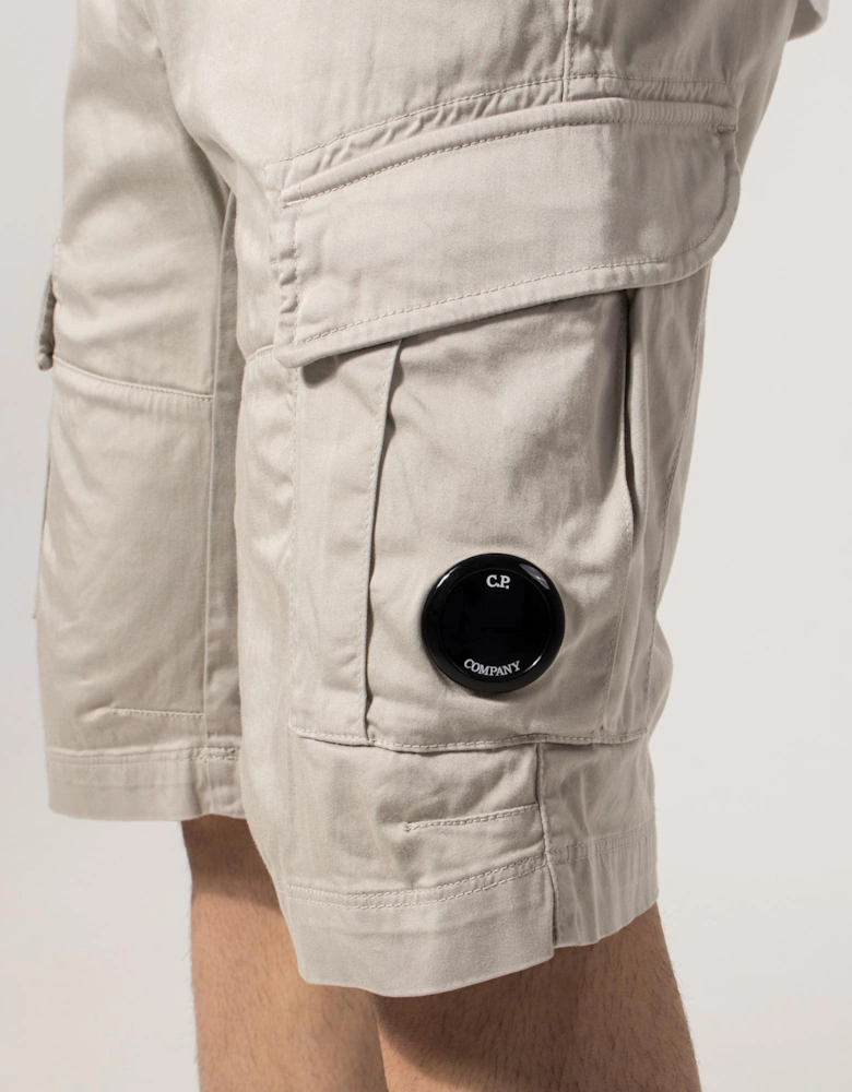 Regular Fit Stretch Sateen Cargo Lens Shorts