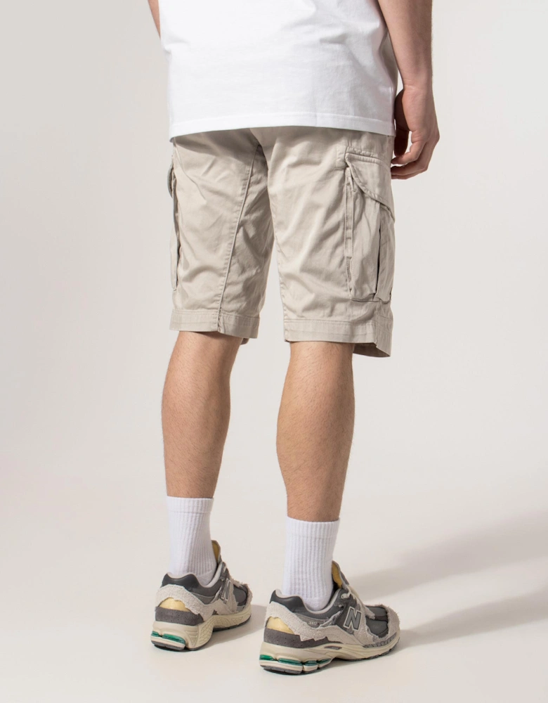 Regular Fit Stretch Sateen Cargo Lens Shorts