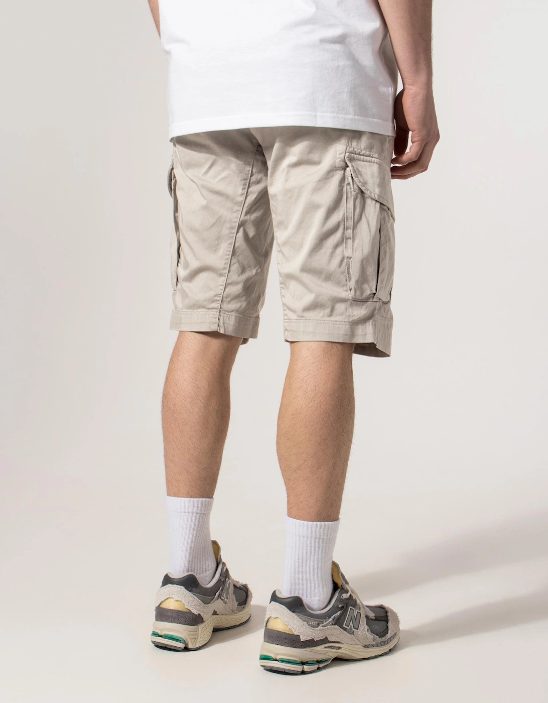 Regular Fit Stretch Sateen Cargo Lens Shorts
