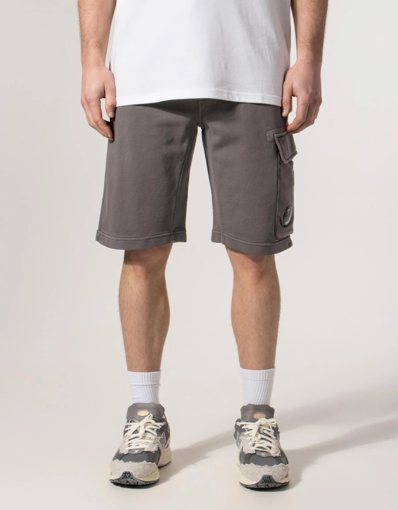 Regular Fit Diagonal Fleece Cargo Sweatshorts