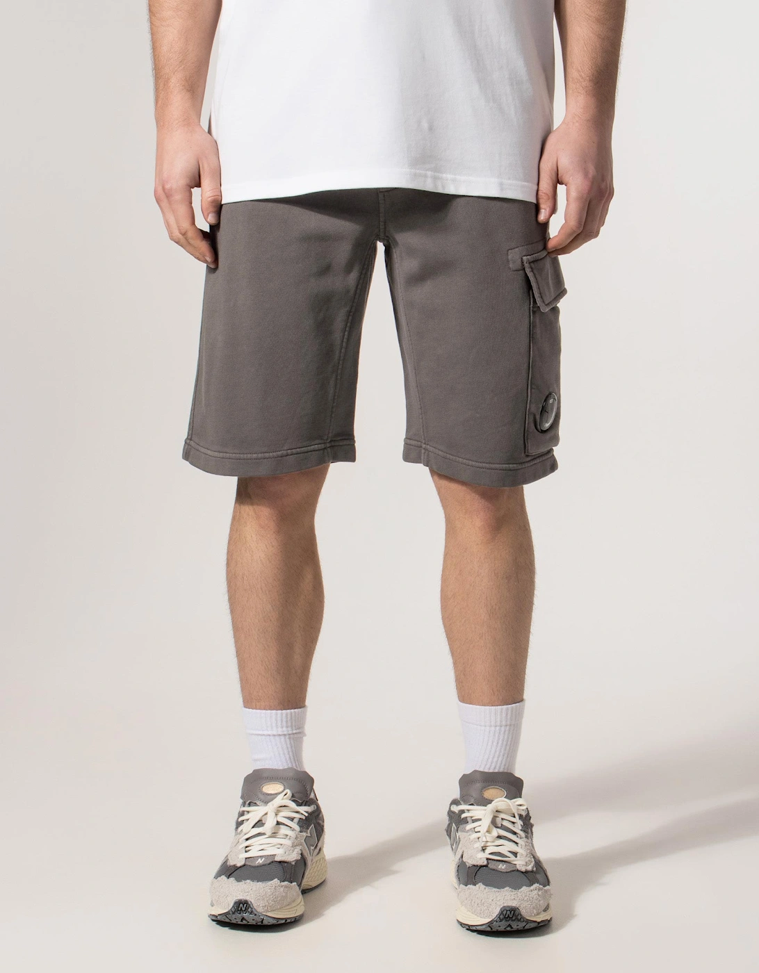 Regular Fit Diagonal Fleece Cargo Sweatshorts