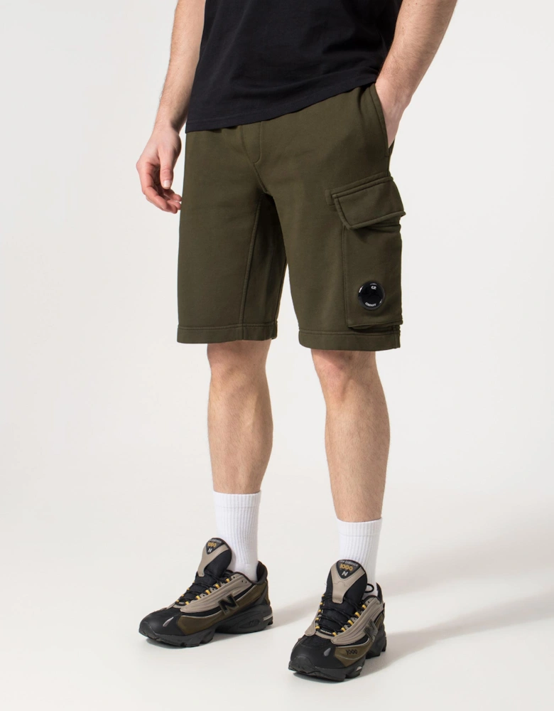 Regular Fit Cotton Diagonal Fleece Cargo Sweatshorts