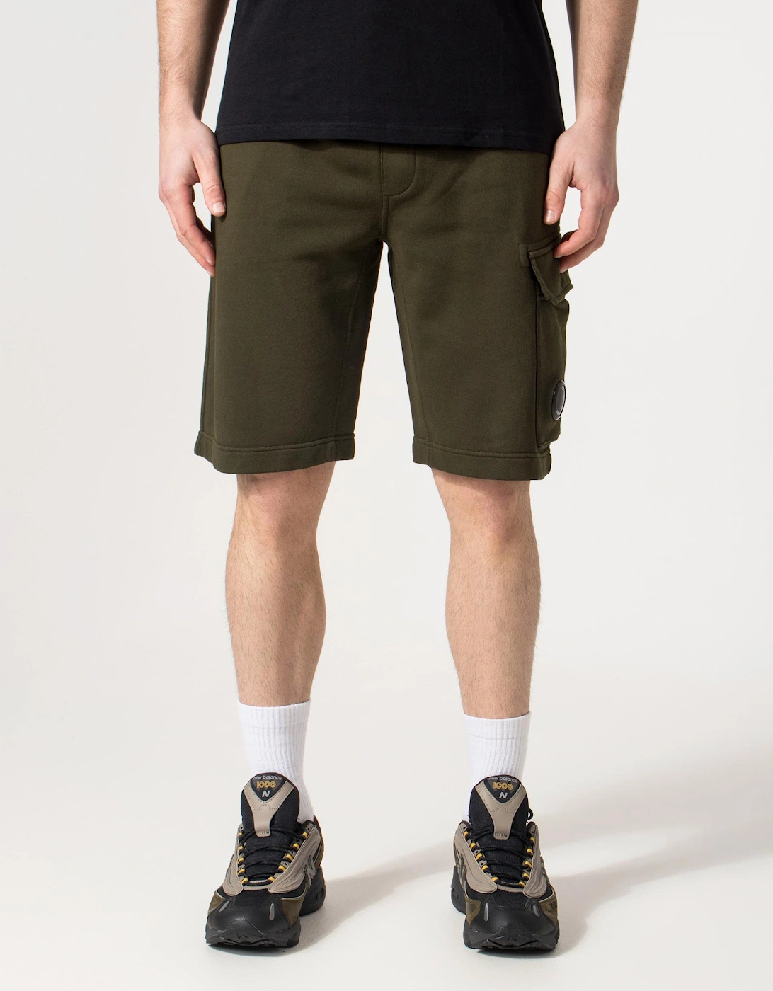 Regular Fit Cotton Diagonal Fleece Cargo Sweatshorts