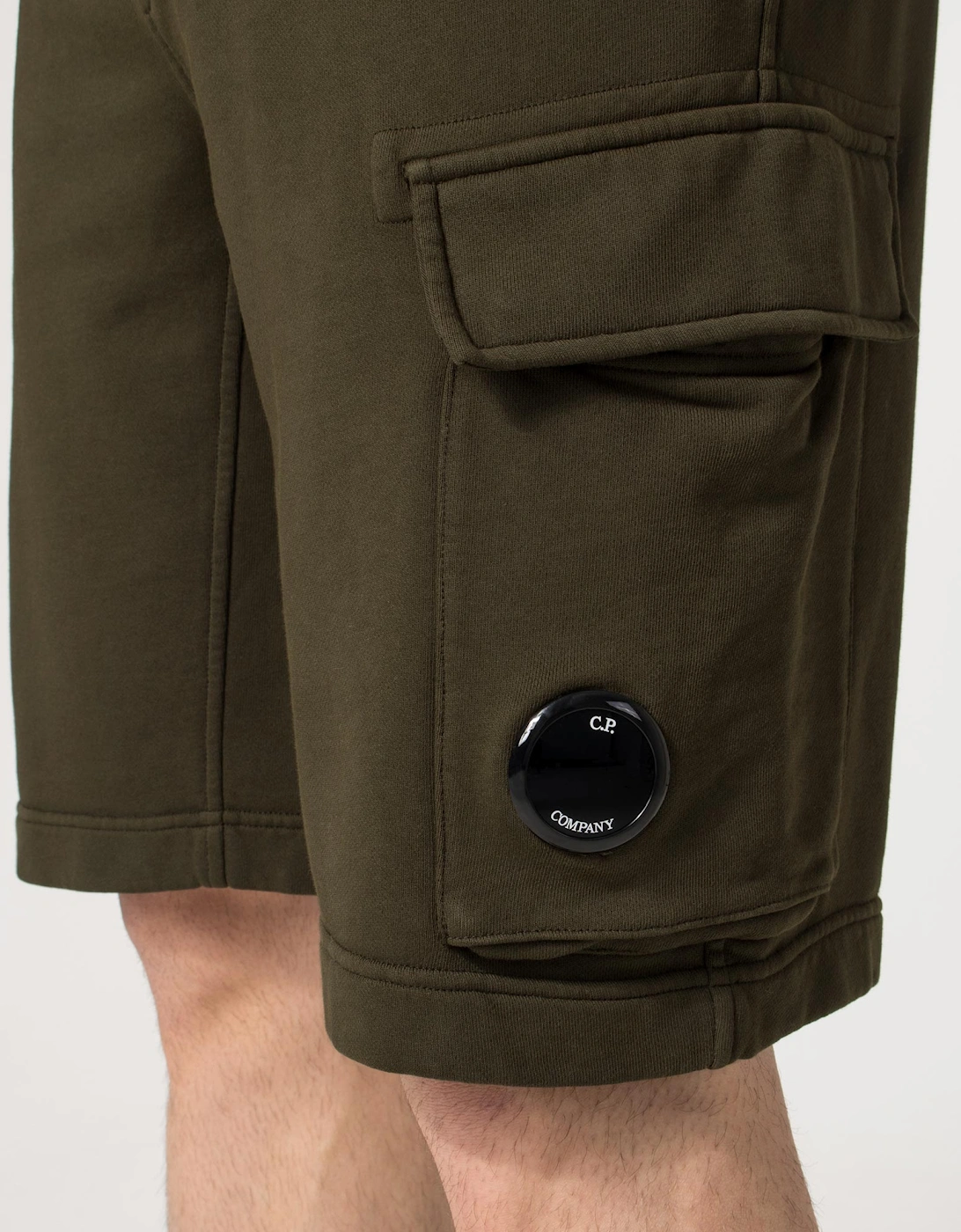 Regular Fit Cotton Diagonal Fleece Cargo Sweatshorts