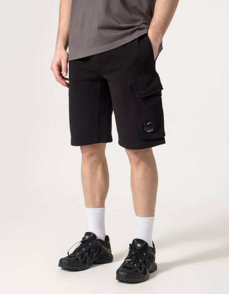 Regular Fit Cotton Diagonal Fleece Cargo Sweatshorts