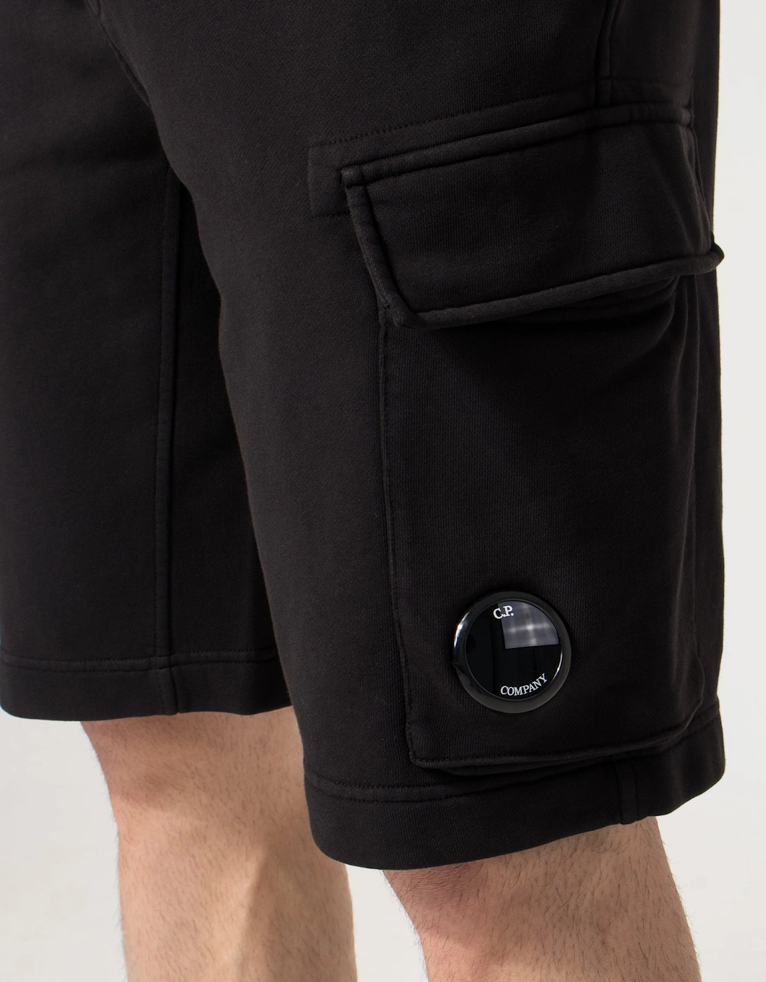Regular Fit Cotton Diagonal Fleece Cargo Sweatshorts