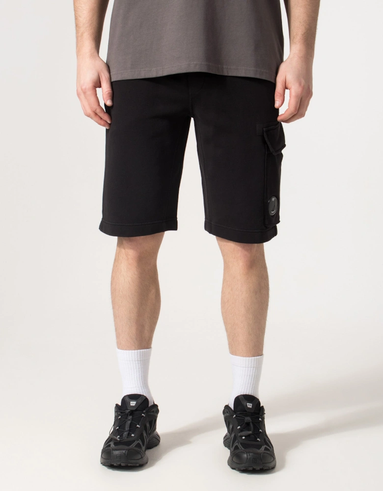 Regular Fit Cotton Diagonal Fleece Cargo Sweatshorts