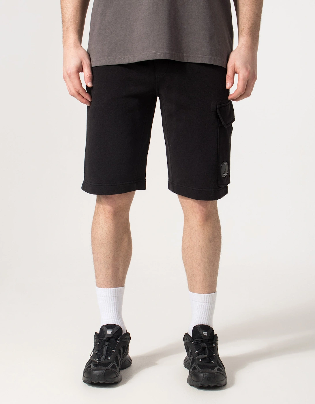 Regular Fit Cotton Diagonal Fleece Cargo Sweatshorts