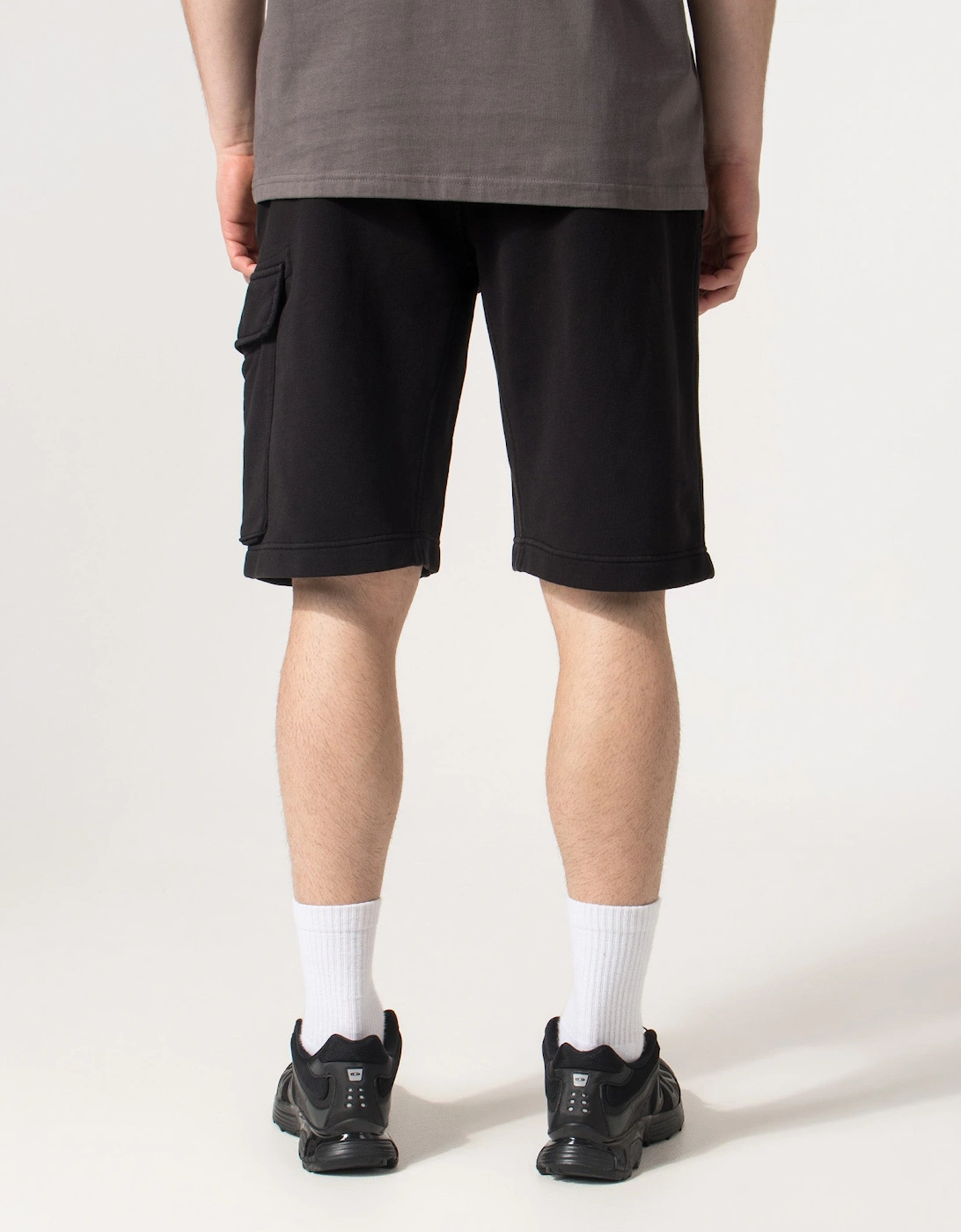 Regular Fit Cotton Diagonal Fleece Cargo Sweatshorts