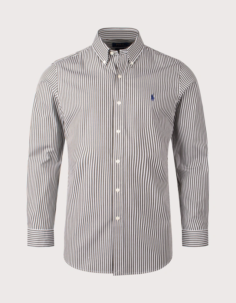 Custom Fit Striped Stretch Poplin Shirt