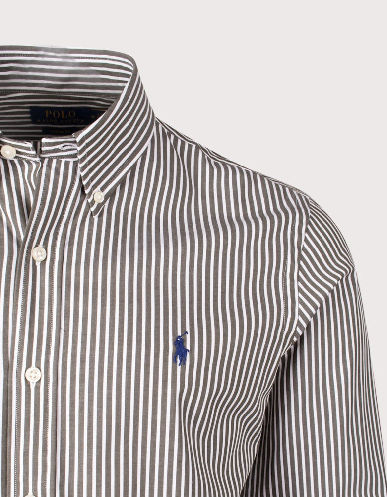 Custom Fit Striped Stretch Poplin Shirt