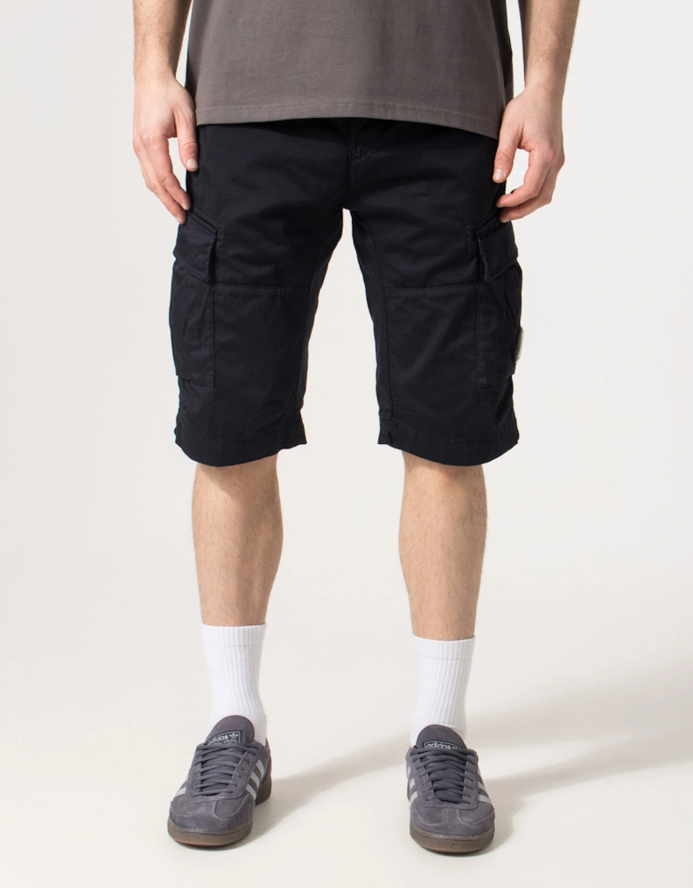 Regular Fit Stretch Sateen Cargo Lens Shorts