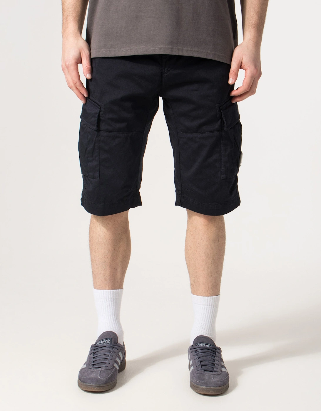 Regular Fit Stretch Sateen Cargo Lens Shorts
