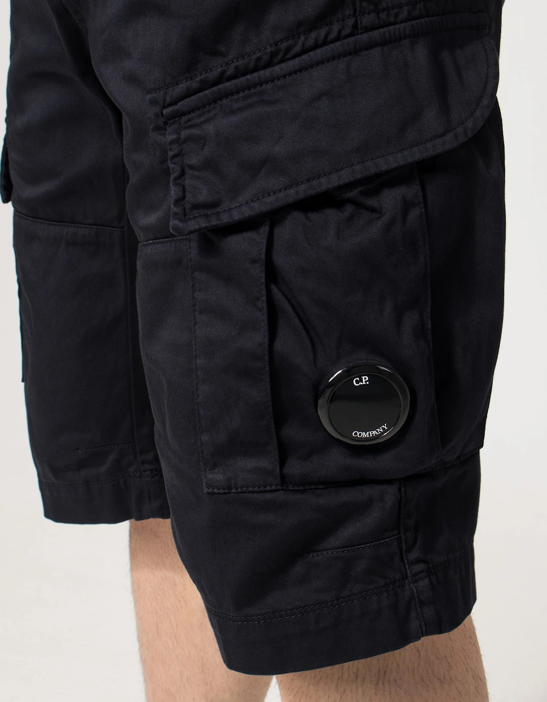Regular Fit Stretch Sateen Cargo Lens Shorts