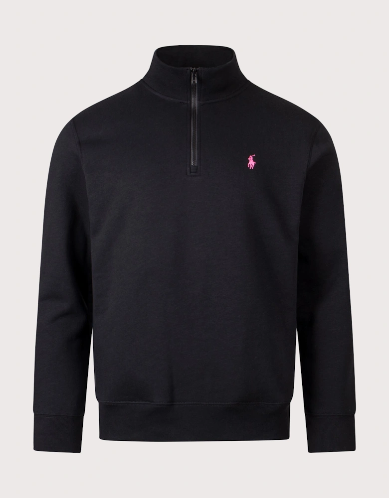 Relaxed Fit Pink Pony Quarter Zip Sweatshirt