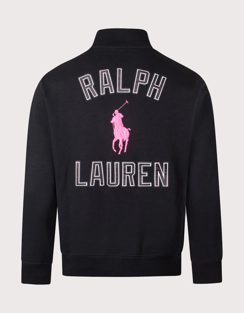 Relaxed Fit Pink Pony Quarter Zip Sweatshirt