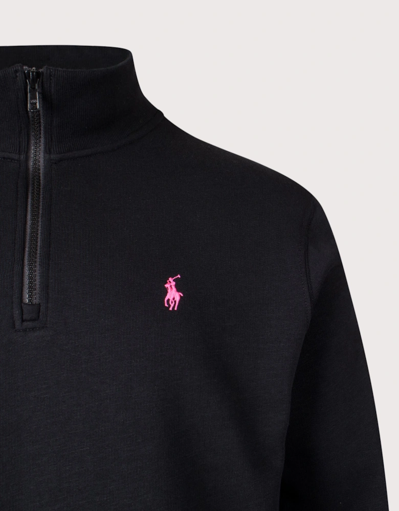 Relaxed Fit Pink Pony Quarter Zip Sweatshirt