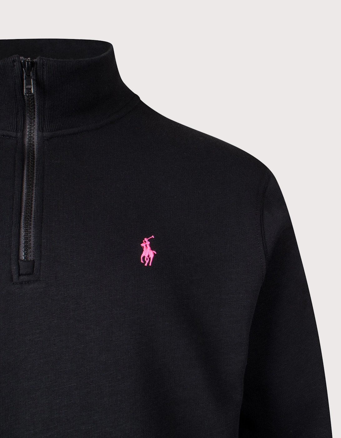 Relaxed Fit Pink Pony Quarter Zip Sweatshirt