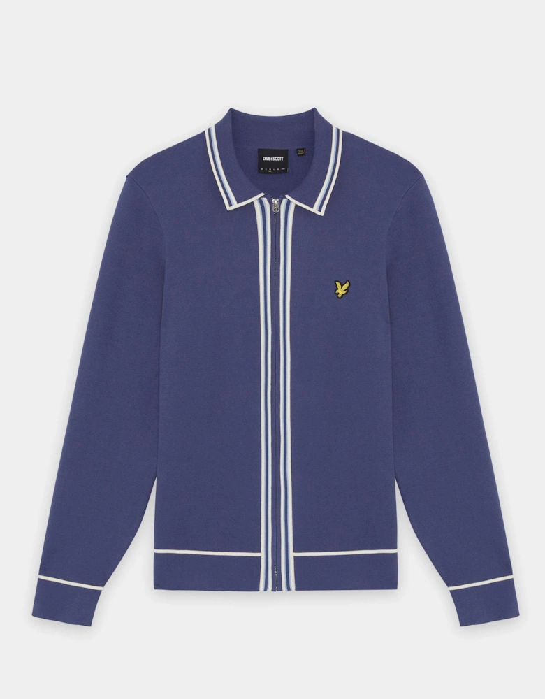 Lyle & Scott Tipped Mens Knitted Full Zip Jacket - Y125 Rich Navy