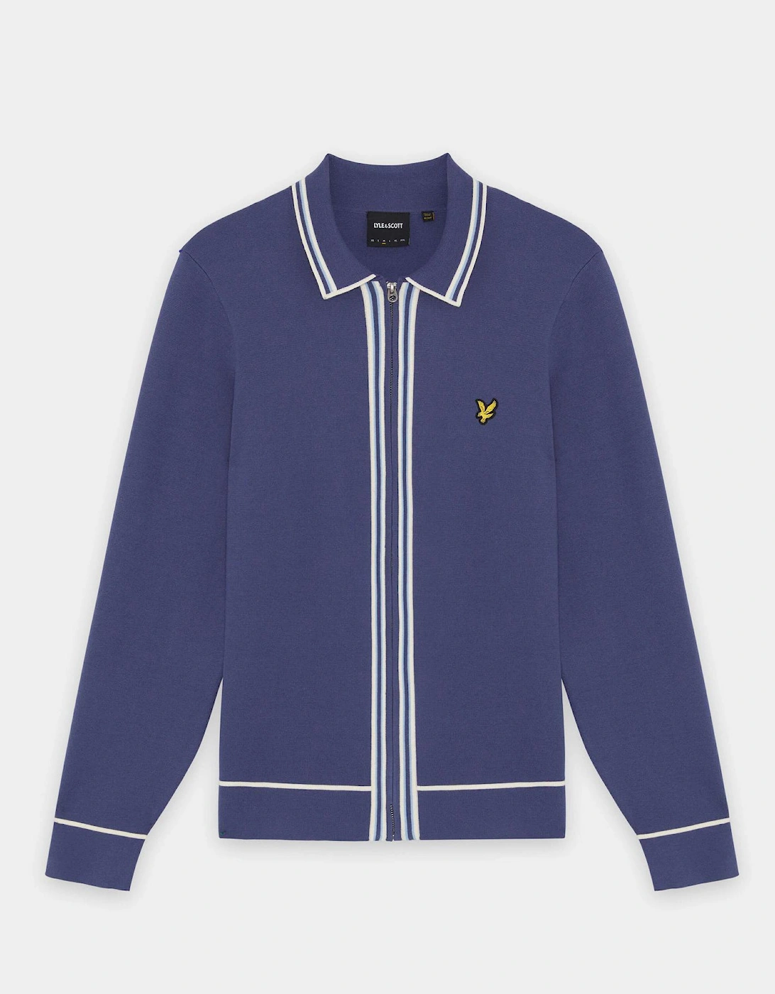 Lyle & Scott Tipped Mens Knitted Full Zip Jacket - Y125 Rich Navy, 2 of 1