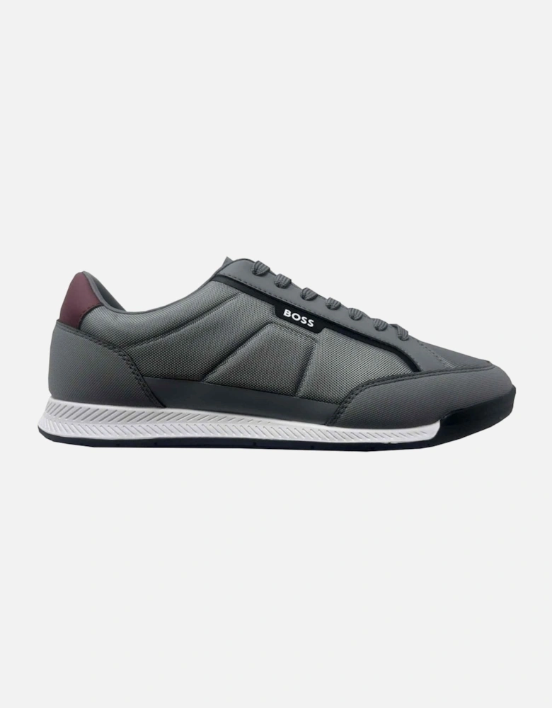 Men's Grey Nitan lowp Trainers With Burgundy Contrast