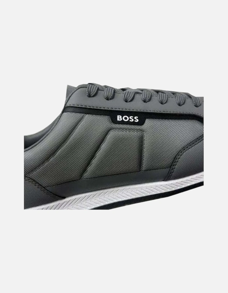 Men's Grey Nitan lowp Trainers With Burgundy Contrast