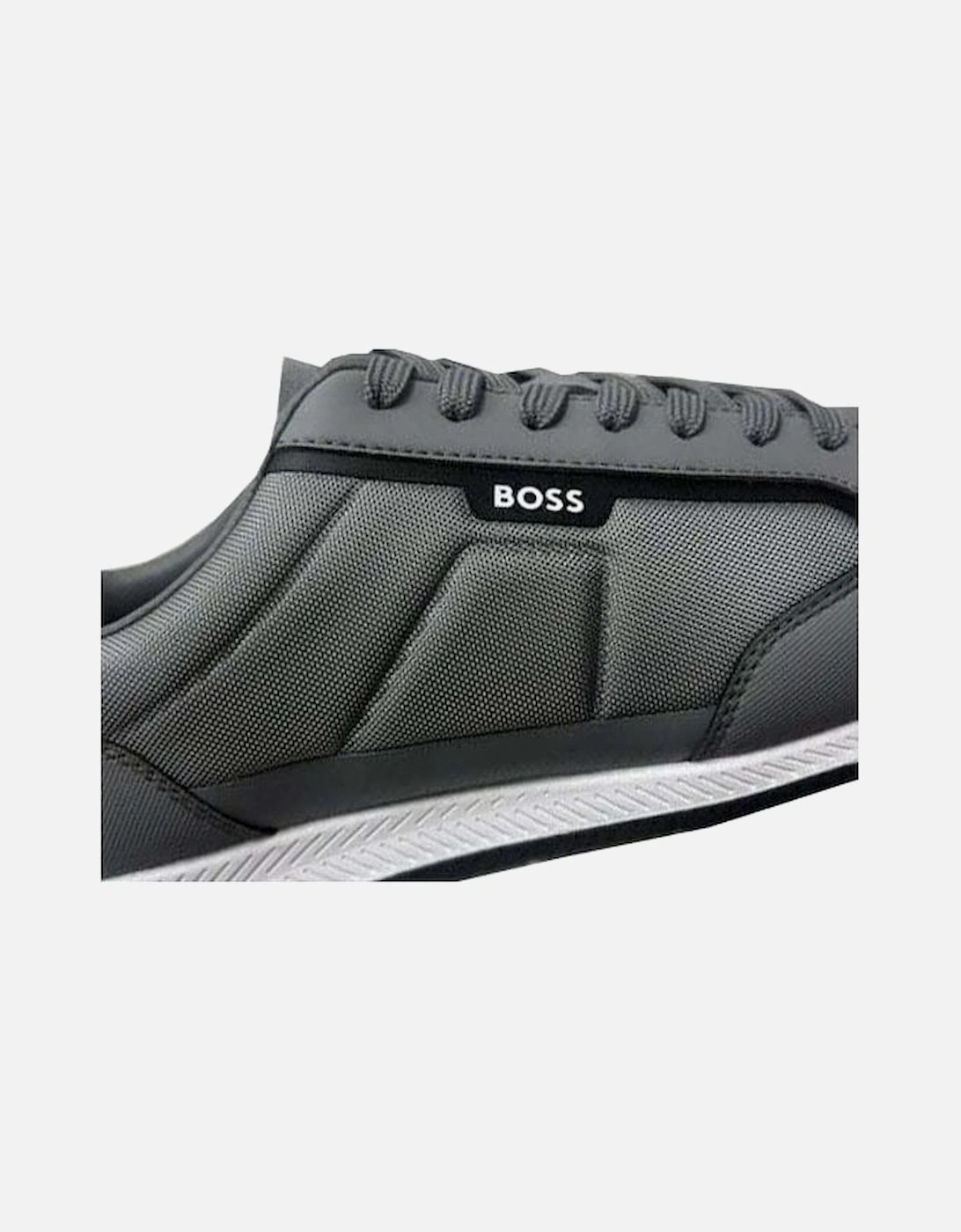 Men's Grey Nitan lowp Trainers With Burgundy Contrast