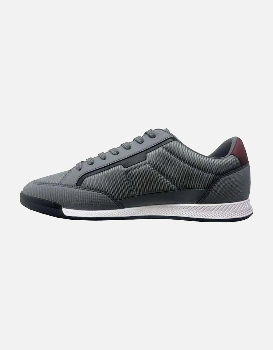 Men's Grey Nitan lowp Trainers With Burgundy Contrast