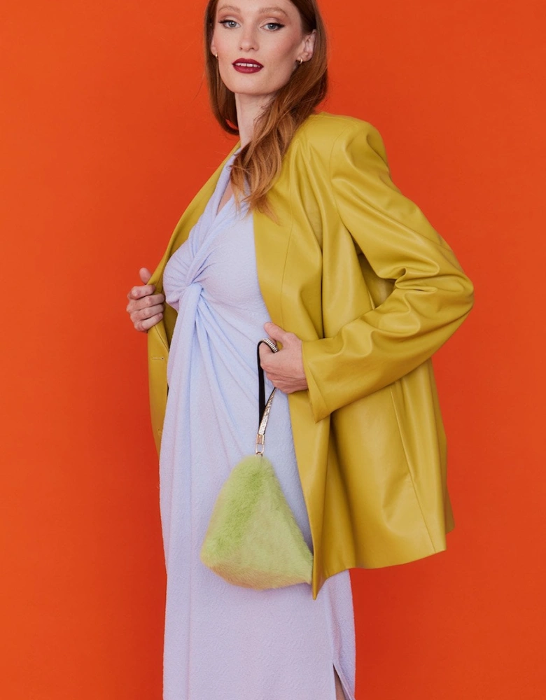 Green Pyramid Faux Fur Bag