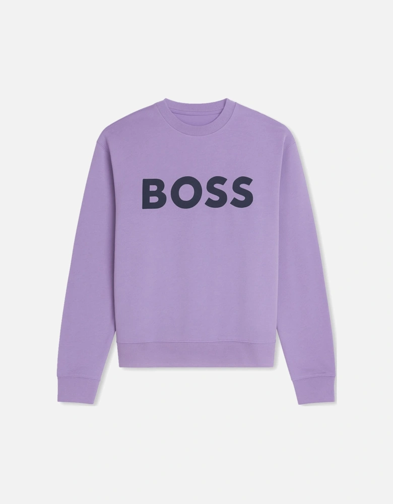 Men's Boss Purple We Basic Crew Rubber Print Logo Sweatshirt