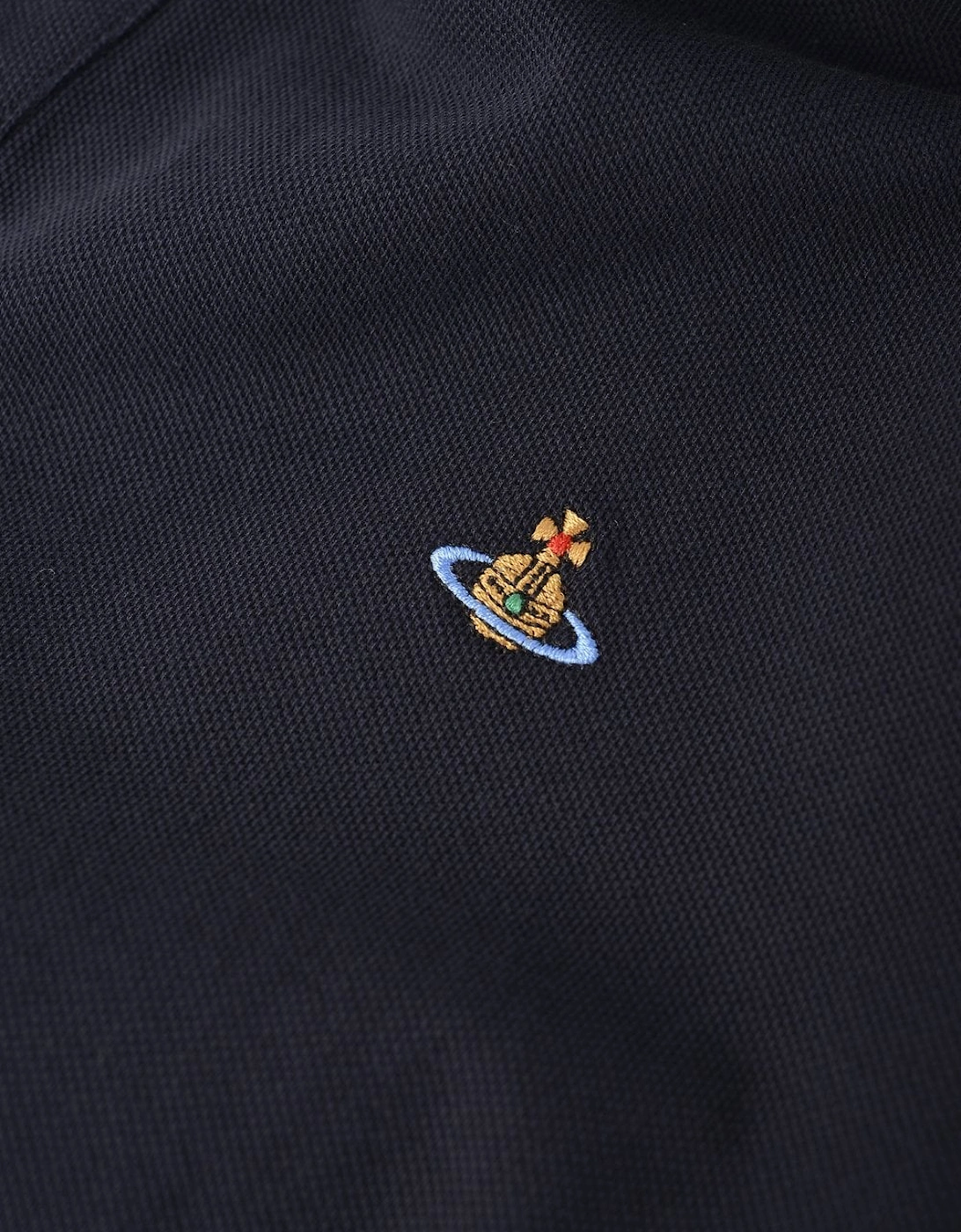 Men's Navy Contrast Trim Embroidered Logo Polo Shirt