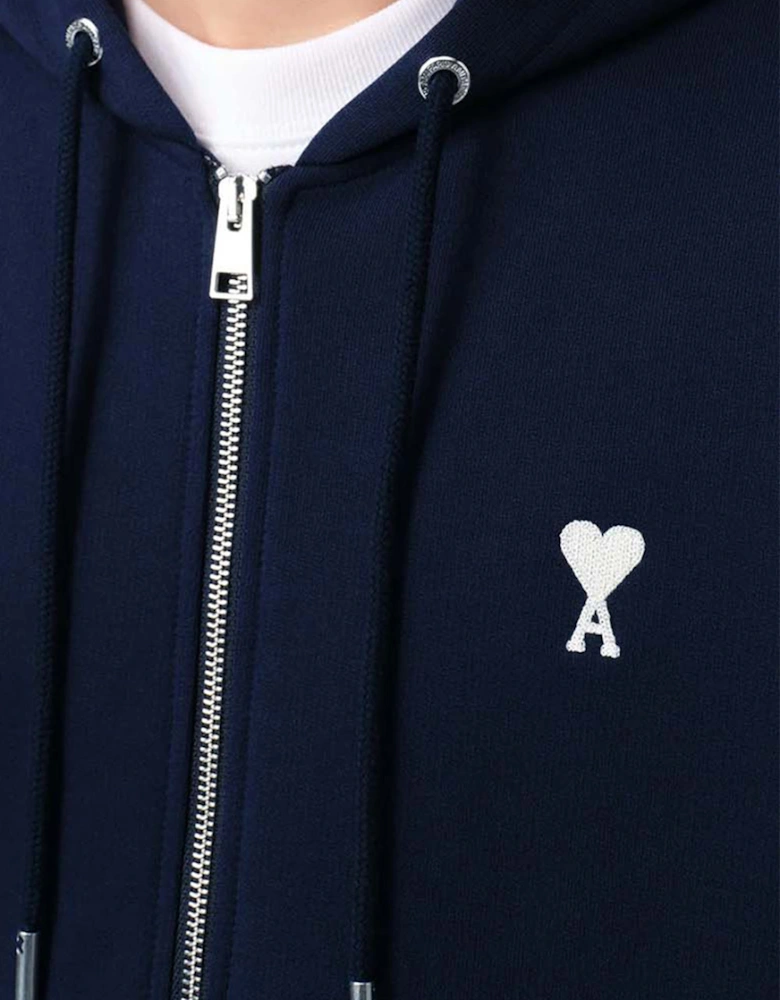 Men's Navy White de Coeur Zipped Hoodie