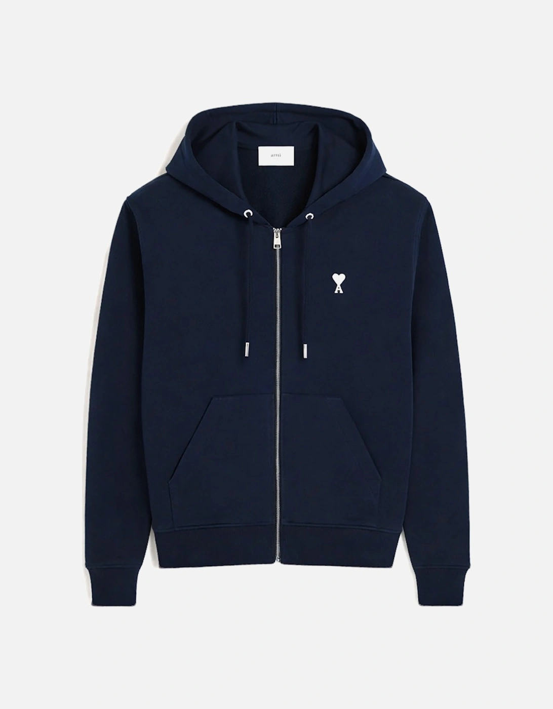 Men's Navy White de Coeur Zipped Hoodie, 4 of 3