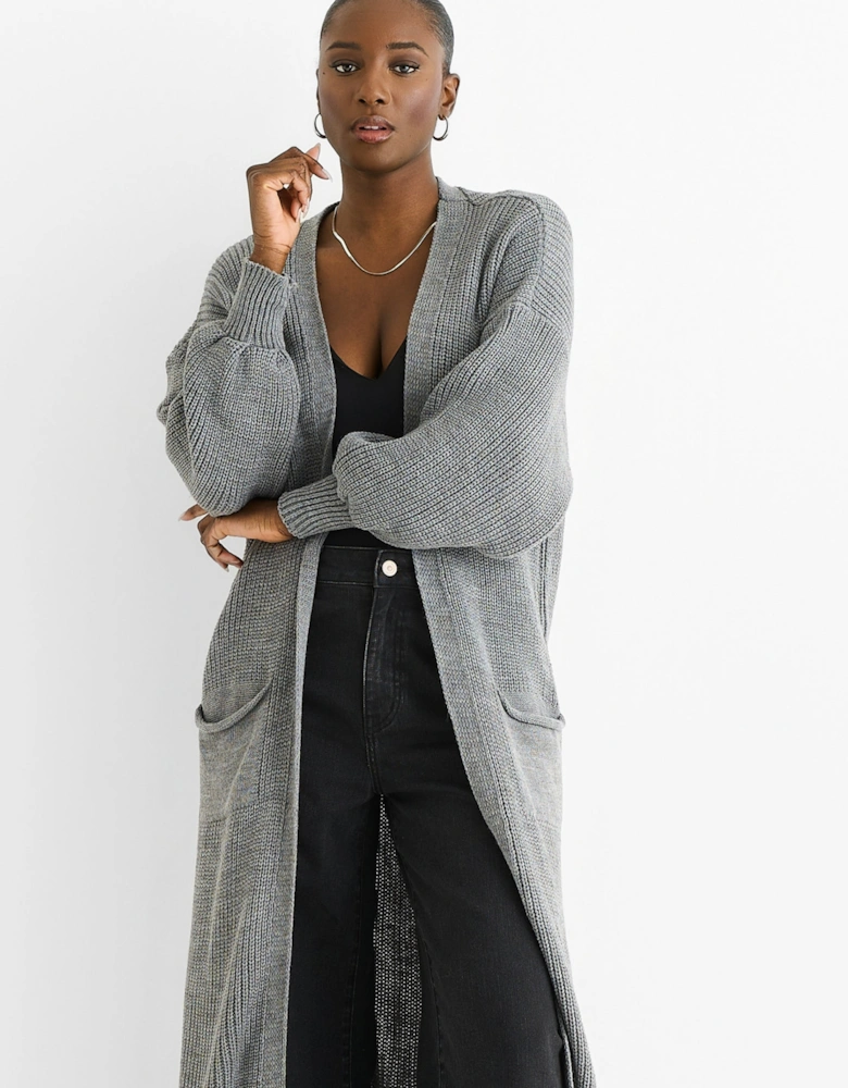 Dark Grey Chunky Knit Long Cardigan