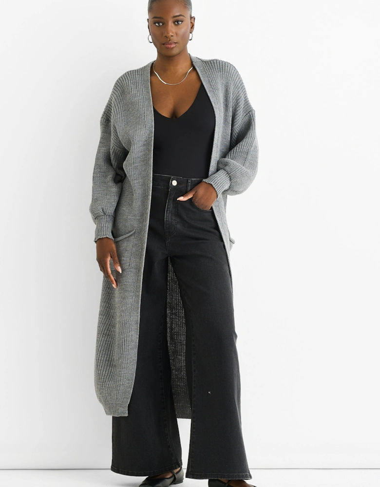 Dark Grey Chunky Knit Long Cardigan