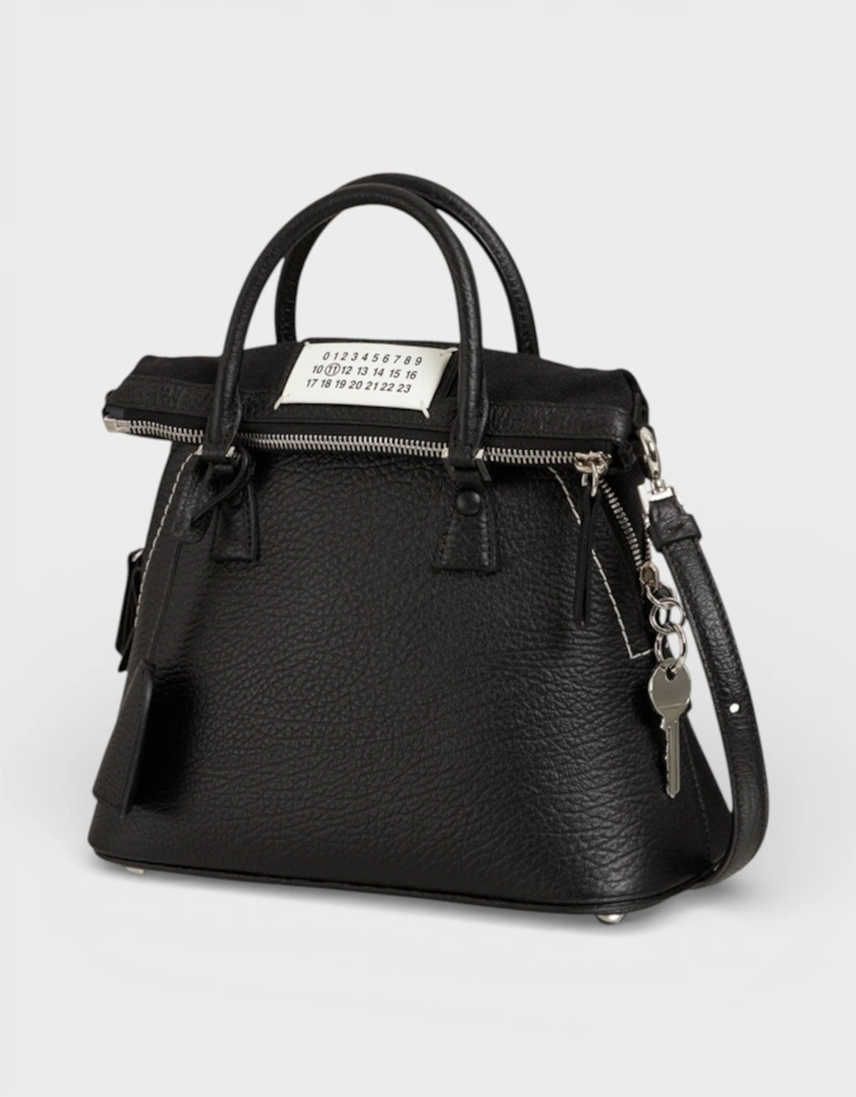 Mini 5AC Grained Leather Top Handle Bag Black