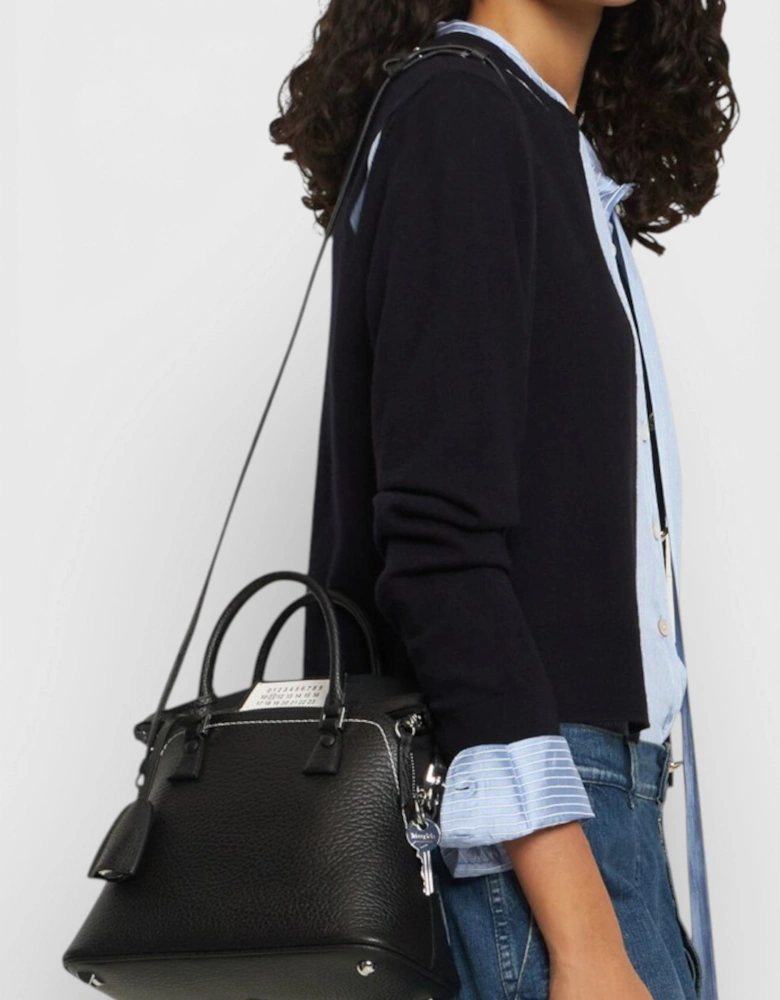 Mini 5AC Grained Leather Top Handle Bag Black