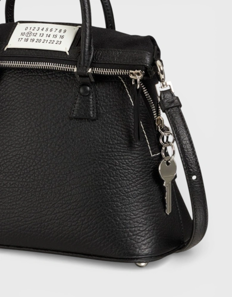 Mini 5AC Grained Leather Top Handle Bag Black