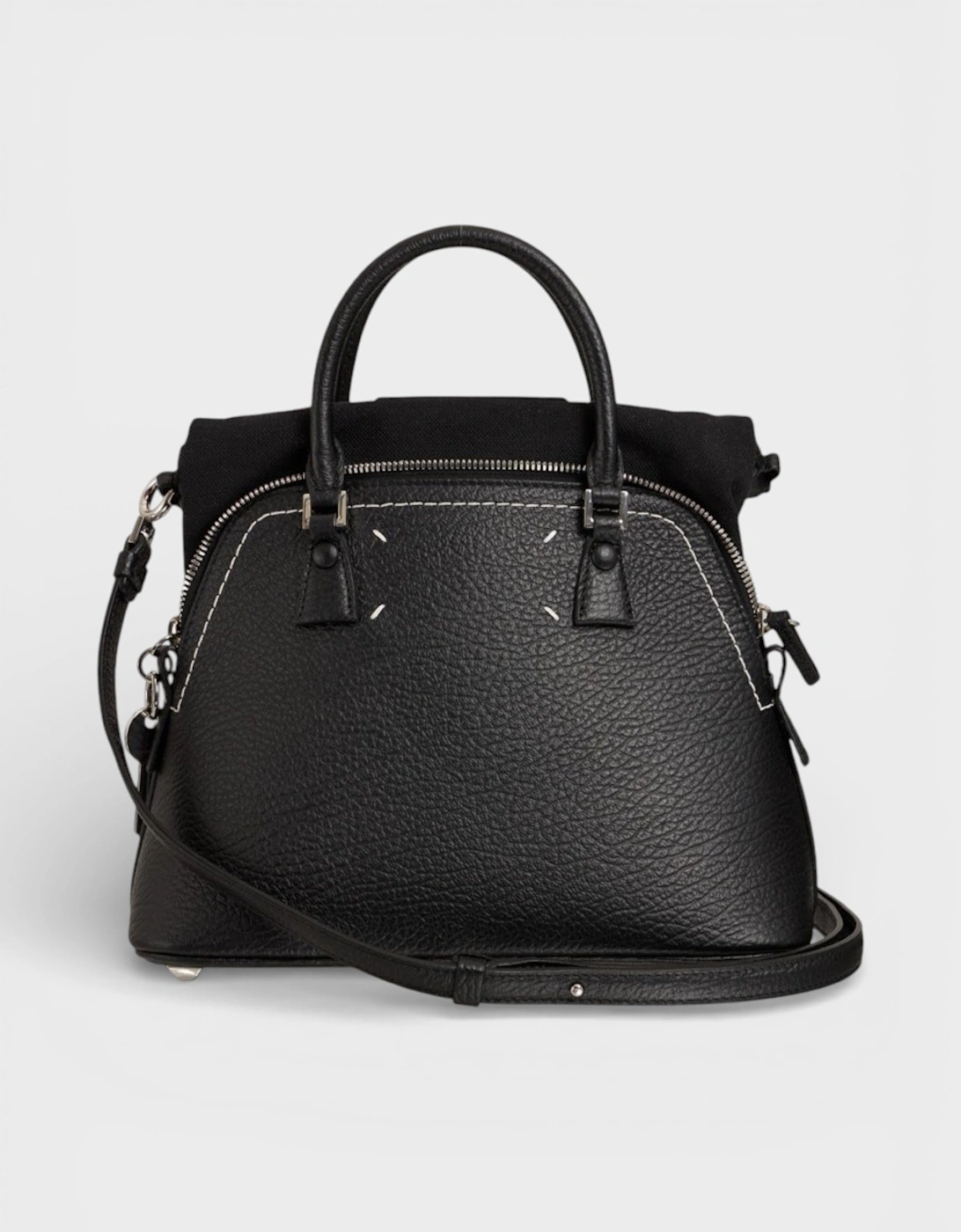 Mini 5AC Grained Leather Top Handle Bag Black