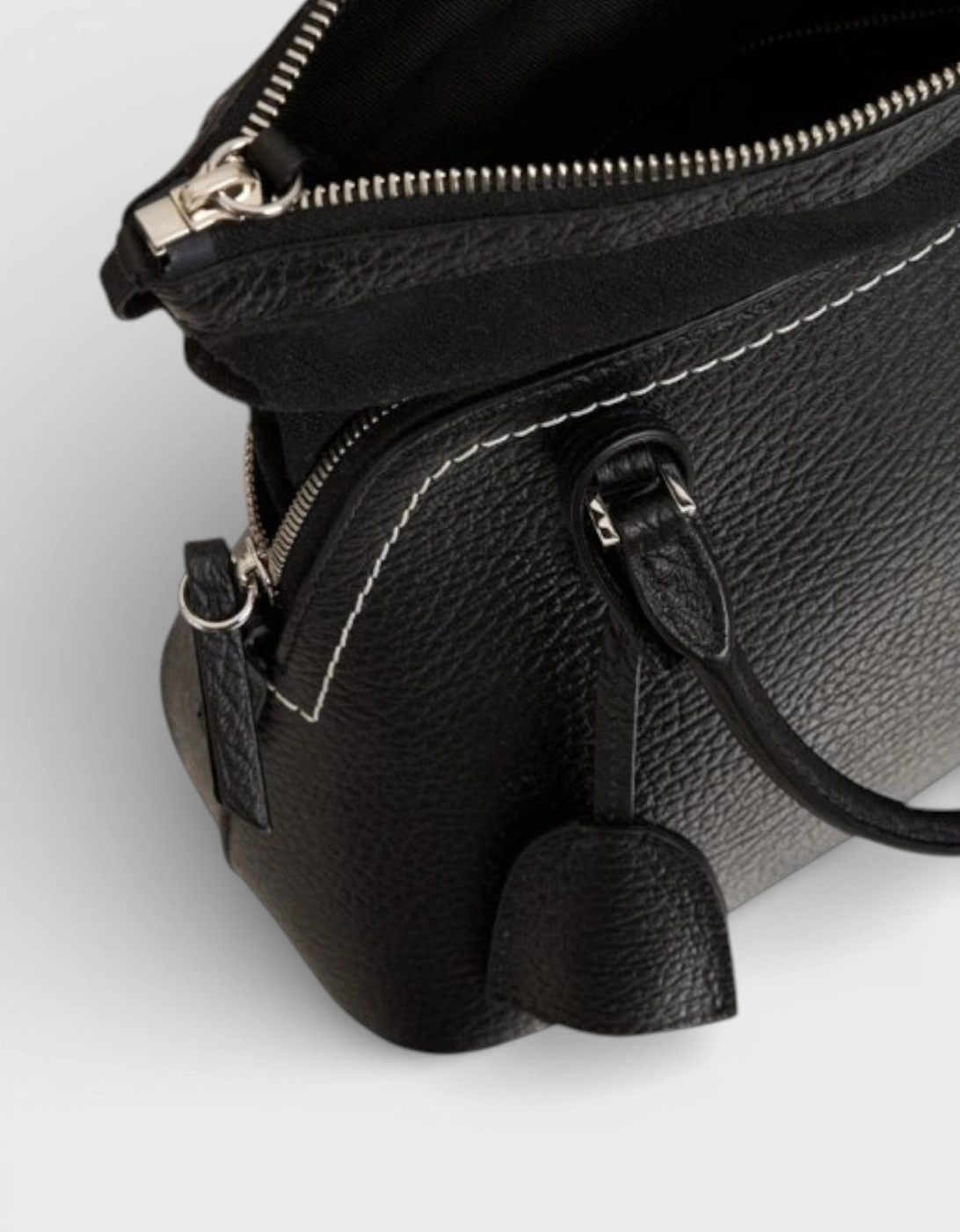 Mini 5AC Grained Leather Top Handle Bag Black