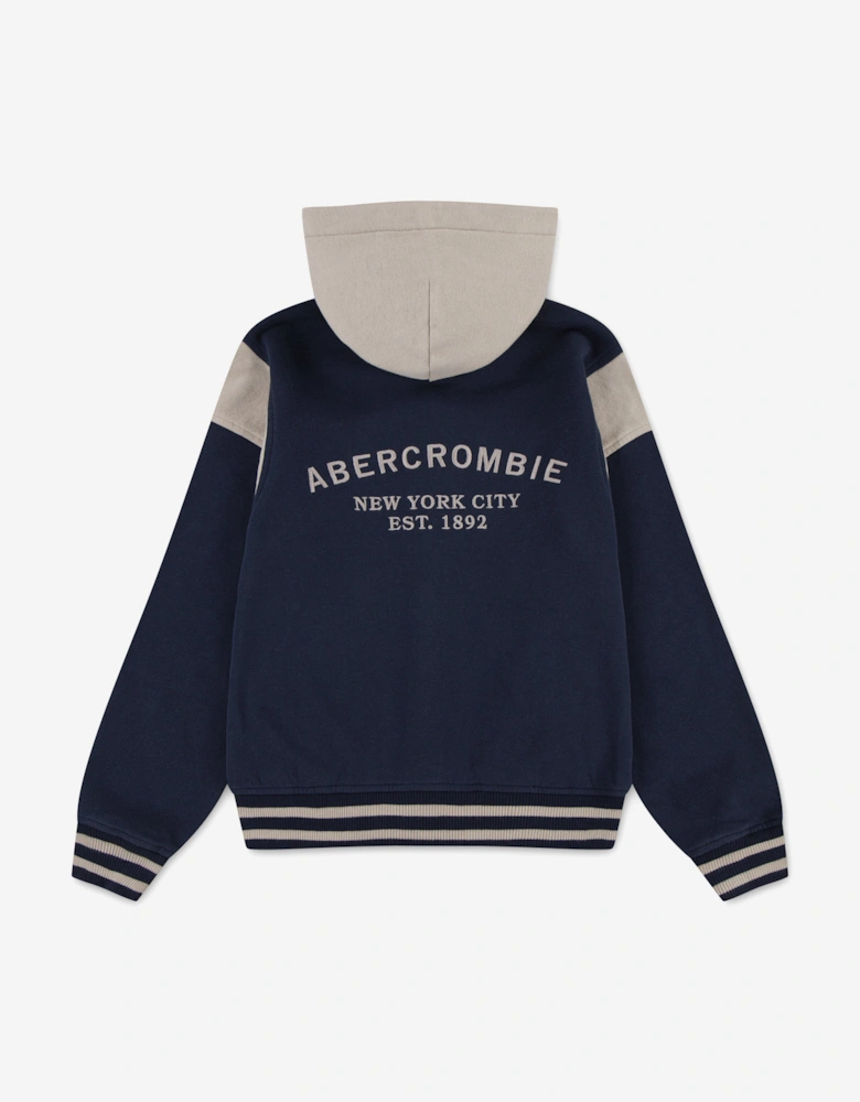 Boys Fleece Hooded Bomber in Blue