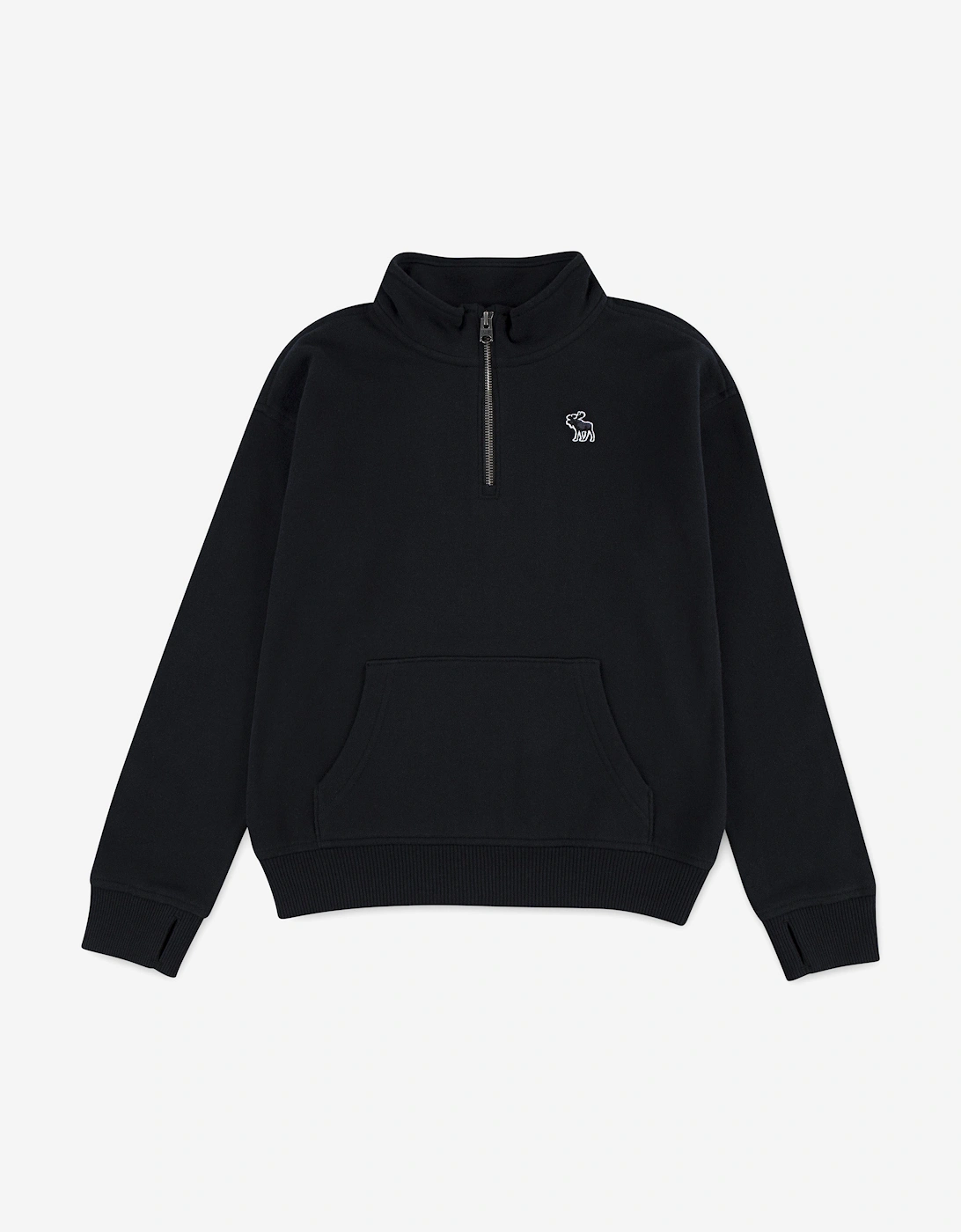 Boys Essential 1/4 Zip Mock Neck Sweatshirt in Black, 5 of 4