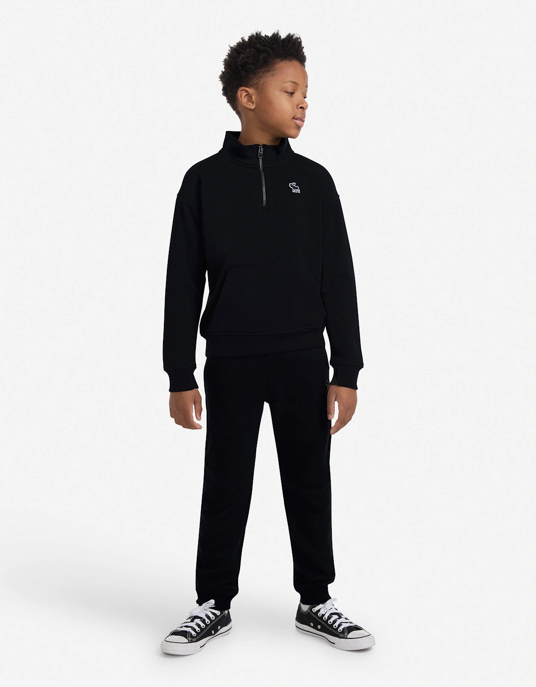 Boys Essential 1/4 Zip Mock Neck Sweatshirt in Black