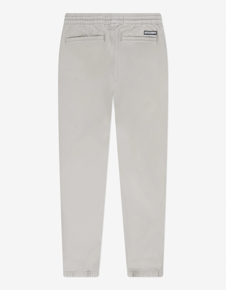 Boys Slim Twill Joggers in Beige