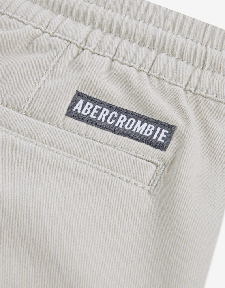 Boys Slim Twill Joggers in Beige