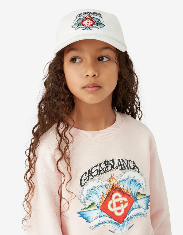 Kids Waves Cap in White