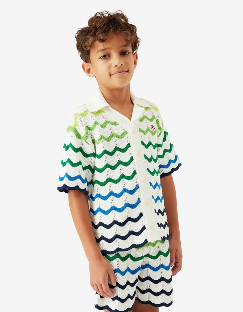 Boys Wave Knit Shirt in Multicolour
